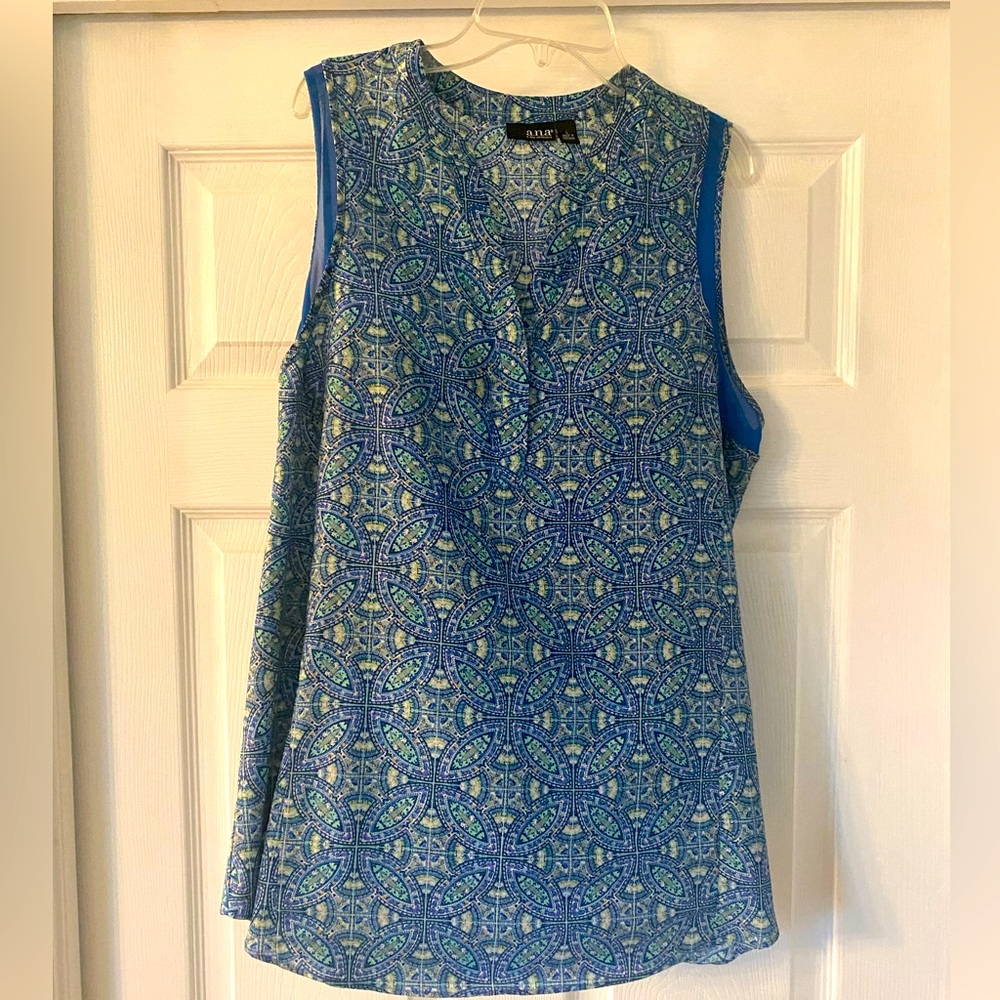 Blue sleeveless blouse